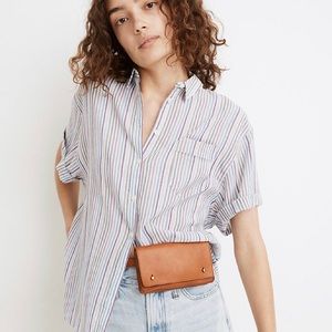 Madewell rainbow stripe short-sleeve button-up